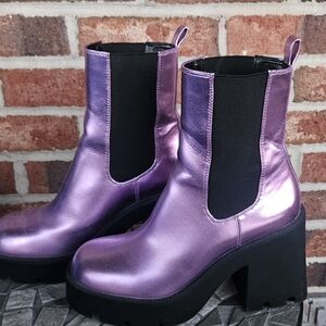 Madden Girl Metallic Purple Platform Ankle Boots